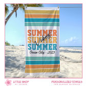 Summer Vibes Tropical Stripes Customizable ビーチタオル