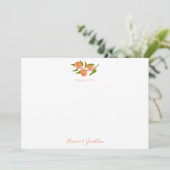 Summer Vintage Peach Fruit Couples Bridal Shower サンキューカード (スタンド正面)