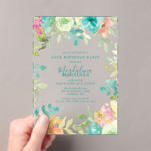 Summer Watercolor Floral 35th Birthday Clear アクリル招待状 (インサイチュ (ポータブル))