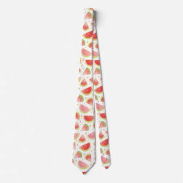 Summer Watermelon Slices & Gold Heart Pattern ネクタイ