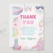 Summer Waterslide Girl Birthday Party サンキューカード (正面)