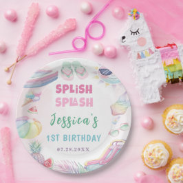 Summer Waterslide Girl Birthday Party ペーパープレート