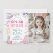 Summer Waterslide Girl Birthday Party Photo 招待状 (正面)