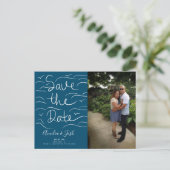 Summer Wavesビーチ日付写真はがきを保存 ポストカード (スタンド正面)