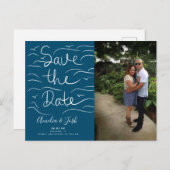 Summer Wavesビーチ日付写真はがきを保存 ポストカード (正面/裏面)