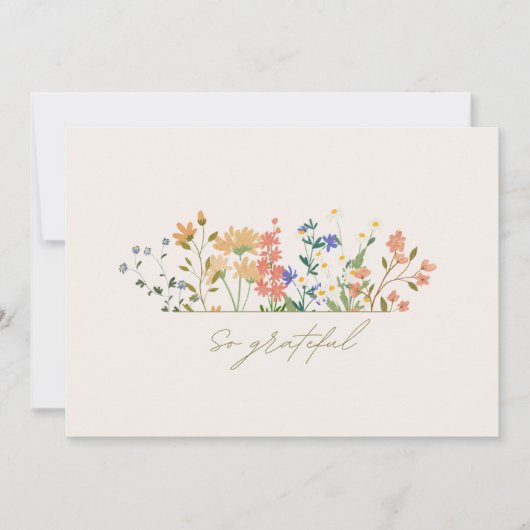 Summer Widlflower Boho 結婚's Thank You サンキューカード (正面)