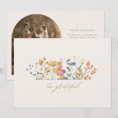 Summer Widlflower Boho 結婚's Thank You サンキューカード (正面/裏面)