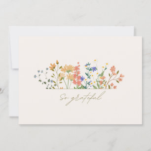 Summer Widlflower Boho 結婚's Thank You サンキューカード