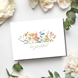 Summer Widlflower Boho 結婚's Thank You サンキューカード