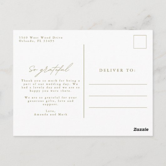 Summer Widlflower Boho 結婚's Thank You ポストカード (裏面)