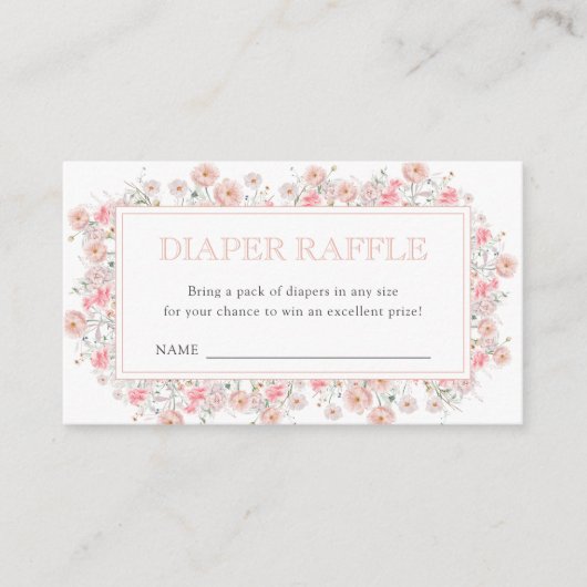 Summer Wildflower Baby Shower Diaper Raffle エンクロージャーカード (正面)