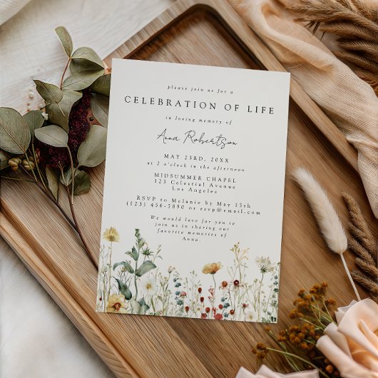 Summer Wildflower Celebration of Life Funeral 招待状