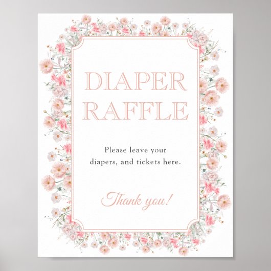 Summer Wildflower Diaper Raffle Baby Shower ポスター (正面)