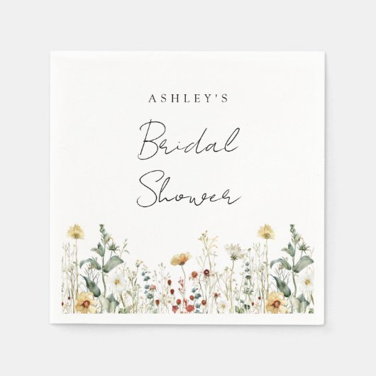 Summer Wildflower Field Bridal Shower スタンダードカクテルナプキン (正面)