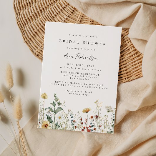 Summer Wildflower Field Bridal Shower Invitation 招待状