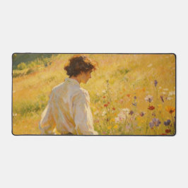 Summer Wildflower Field Oil Painting Desk Mat デスクマット