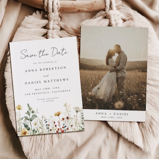 Summer Wildflower Field Photo Save The Date セーブザデート