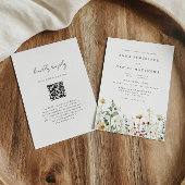 Summer Wildflower Field QR Code Wedding Invitation 招待状