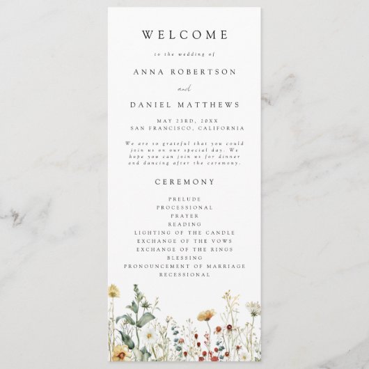 Summer Wildflower Field Wedding プログラム (正面)