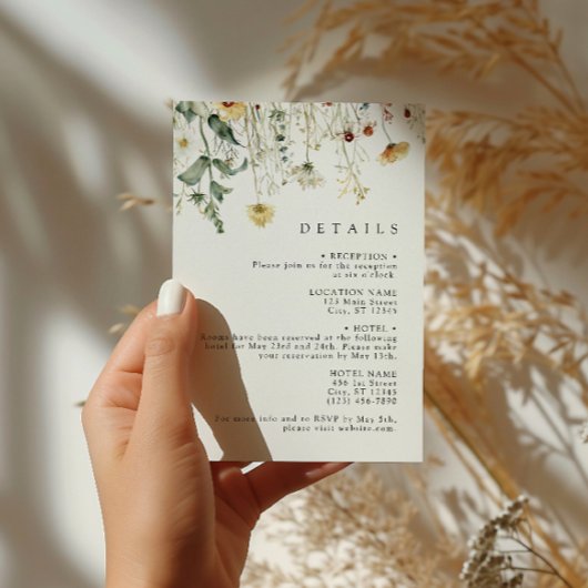 Summer Wildflower Field Wedding Enclosure Card エンクロージャーカード