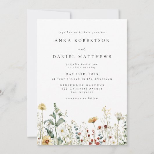 Summer Wildflower Field Wedding Invitation 招待状 (正面)