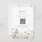 Summer Wildflower Field Wedding QR Code RSVP Card (正面)