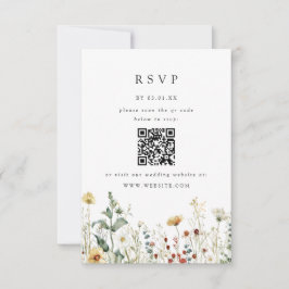 Summer Wildflower Field Wedding QR Code RSVP Card
