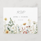 Summer Wildflower Field Wedding RSVP ポストカード (正面)