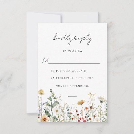 Summer Wildflower Field Wedding RSVP Card (正面)