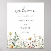 Summer Wildflower Field Wedding Welcome Poster ポスター (正面)