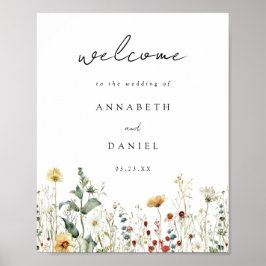 Summer Wildflower Field Wedding Welcome Poster ポスター