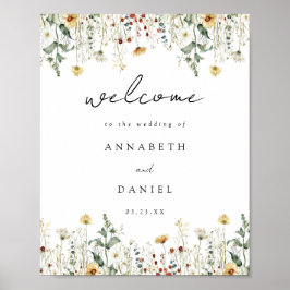 Summer Wildflower Field Wedding Welcome Poster ポスター