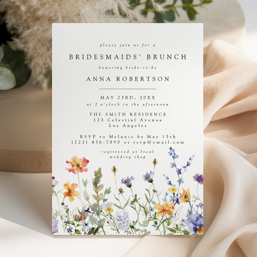 Summer Wildflower Garden Bridesmaids Brunch 招待状