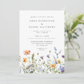 Summer Wildflower Garden QR Code Wedding 招待状 (スタンド正面)