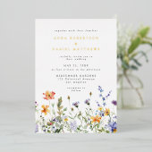 Summer Wildflower Garden Wedding Foil Invitation 箔招待状 (立ち正面)