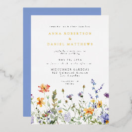 Summer Wildflower Garden Wedding Foil Invitation 箔招待状