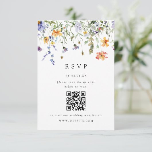 Summer Wildflower Garden Wedding RSVP Card (スタンド正面)