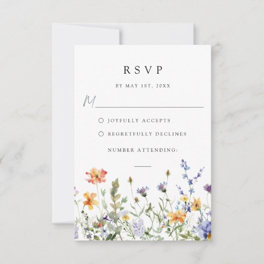 Summer Wildflower Garden Wedding RSVP Card (正面)