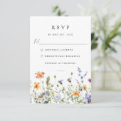 Summer Wildflower Garden Wedding RSVP Card (スタンド正面)