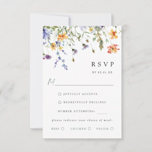 Summer Wildflower Garden Wedding RSVP Card (正面)