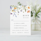 Summer Wildflower Garden Wedding RSVP Card (スタンド正面)