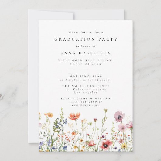 Summer Wildflower Graduation Party 招待状 (正面)