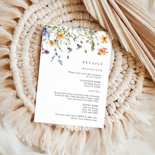 Summer Wildflower Wedding Details Enclosure Card エンクロージャーカード
