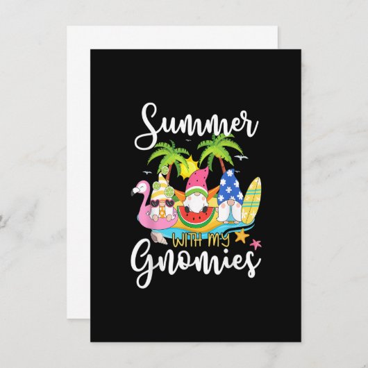 Summer With My Gnomiesかわいいガーデン格言ファミリーV 招待状 (正面/裏面)