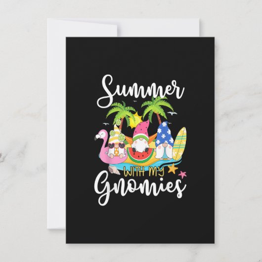 Summer With My Gnomiesかわいいガーデン格言ファミリーV 招待状 (正面)