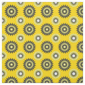 Summer yellow and black geometric flower pattern ファブリック (見本)