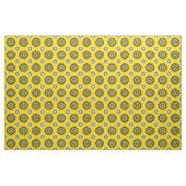 Summer yellow and black geometric flower pattern ファブリック (ファットクウォーター)