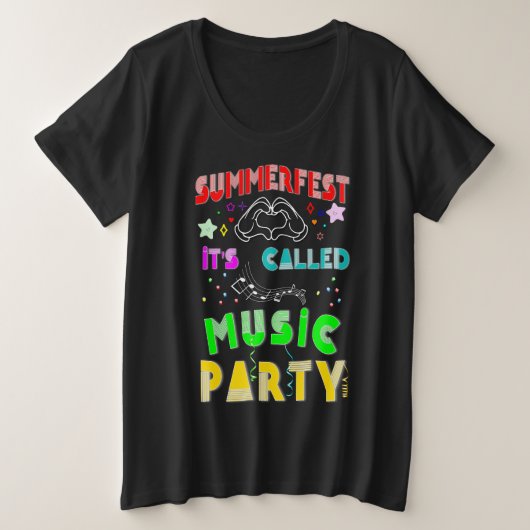 Summerfest音楽パーティー プラスサイズTシャツ (デザイン正面)