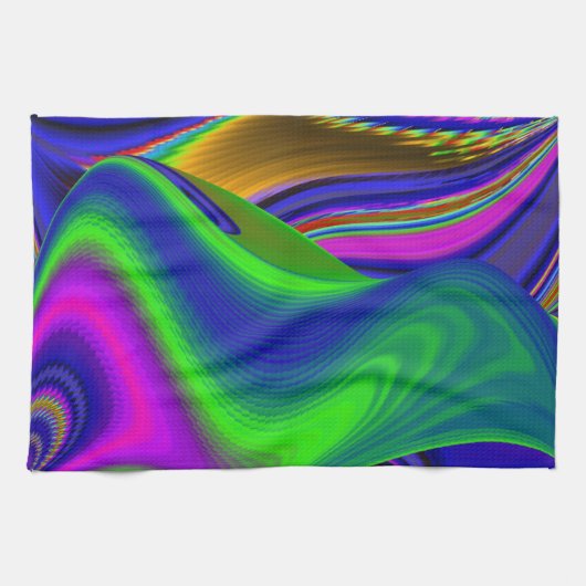 Summerrainbow , Abstract 3D Rainbowart キッチンタオル (横)