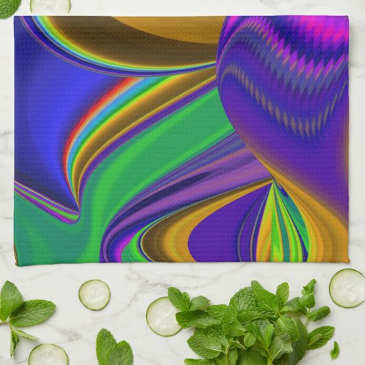 Summerrainbow , Abstract 3D Rainbowart キッチンタオル (折り畳み)